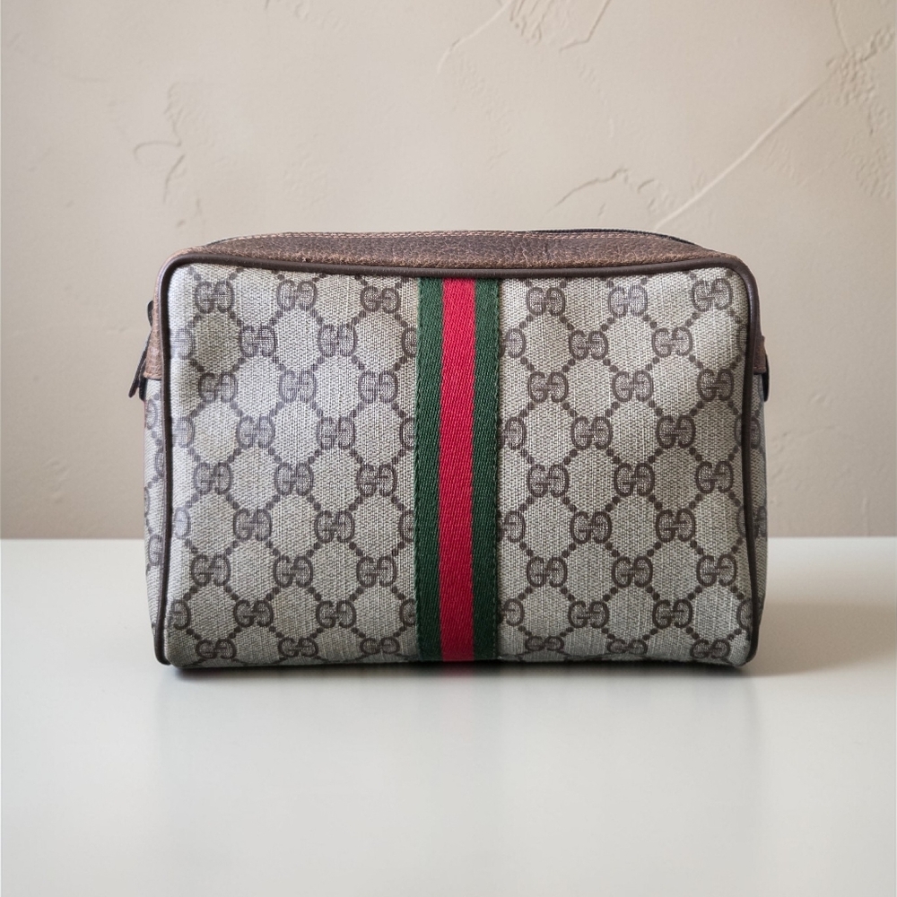 Gucci GG Monogram Canvas Sherry Line Toiletry Bag (Unisex)